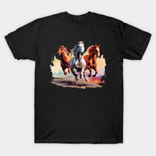 3 horses running on the beach T-Shirt